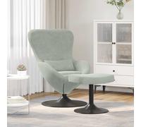 vidaXL Sedia Egg con Pouf Grigio chiaro 63 x 73 x 90 cm Velluto