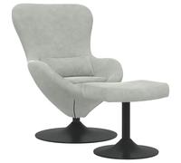 vidaXL Sedia Egg con Pouf Grigio Chiaro Velluto | Pensato per stare comodi, Il grigio chiaro va bene con tanti arredi,