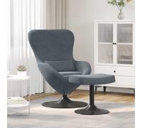 vidaXL Sedia Egg con Pouf Grigio scuro 63 x 73 x 90 cm Velluto