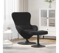 vidaXL Sedia a uovo in velluto nero di con poggiapiedi, sedia girevole, design moderno per il soggiorno, per uso interno, comoda e stilosa, poltrona singola. Lounge contemporanea rotativa.
