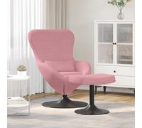 vidaXL Sedia Egg con Pouf Rosa 63 x 73 x 90 cm Velluto
