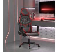 vidaXL Sedia Gaming Massaggio Nero e Rosso Vino in Similpelle