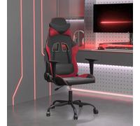 vidaXL Sedia Gaming Massaggio Nero e Rosso Vino in Similpelle