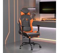 vidaXL Sedia Gaming Massaggio Poggiapiedi Nero e Arancione Similpelle