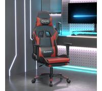 vidaXL Sedia Gaming Massaggio Poggiapiedi Nero e Rosso Vino Similpelle