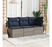 vidaXL Sedia Giardino Senza Braccioli con Cuscini Grigio Polyrattan
