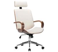 vidaXL Sedia Girevole con Poggiatesta Crema Similpelle e Legno Curvato