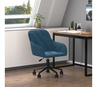vidaXL Sedia Girevole da Ufficio Blu in Velluto