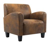vidaXL Sedia Imbottita con Cuscino Elegante Design Classico Lussuosa con Braccioli Poltrona Relax Marrone in Similpelle Scamosciata
