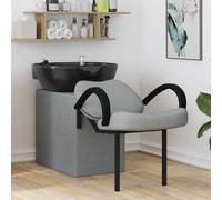 vidaXL Sedia per Shampoo Grigio Chiaro e Nero 63 x 141 x 92 cm Tessuto