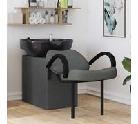 vidaXL Sedia per Shampoo Grigio Scuro e Nero 63 x 141 x 92 cm Tessuto