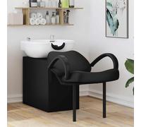 vidaXL Sedia per Shampoo Nero e Bianco 63 x 141 x 92 cm PVC