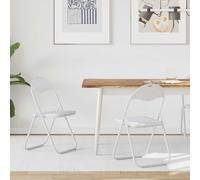 vidaXL Sedia pieghevole 2 pz Pelle Sintetica Bianco 48 x 43,5 x 81 cm