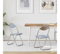 vidaXL Sedia pieghevole 2 pz Pelle Sintetica Grigio 48 x 43,5 x 81 cm