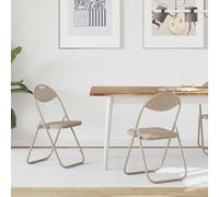 vidaXL Sedia pieghevole 2 pz Pelle Sintetica Sabbia 48 x 43,5 x 81 cm