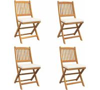 vidaXL Sedia pieghevole con cuscino 4 pcs Bianco 49 x 57.5 x 92cm