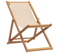 vidaXL Sedia da spiaggia pieghevole Beige in legno di eucalipto e tessuto