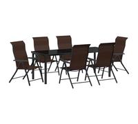 vidaXL Set da Pranzo da Giardino 7 Pezzi in Rattan Polietilene Marrone