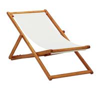 vidaXL Sedia da Spiaggia Legno di Eucalipto e Tessuto Bianco Crema
