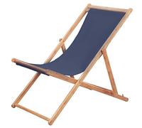 vidaXL Sedia pieghevole in tessuto e struttura in legno, colore blu.