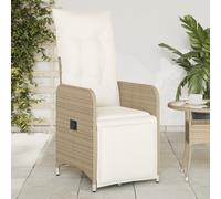 vidaXL Sedia Reclinabile da Giardino con Cuscini Beige in Polyrattan