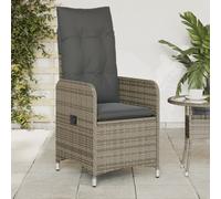 vidaXL Sedia Reclinabile da Giardino con Cuscini Grigia in Polyrattan