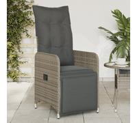 vidaXL Sedia Reclinabile da Giardino con Cuscini Grigia in Polyrattan