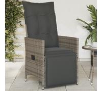 vidaXL Sedia Reclinabile da Giardino con Cuscini Grigia in Polyrattan