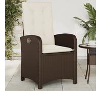 vidaXL Sedia Reclinabile da Giardino con Cuscini Marrone in Polyrattan