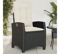 vidaXL Sedia Reclinabile da Giardino con Cuscini Nera in Polyrattan