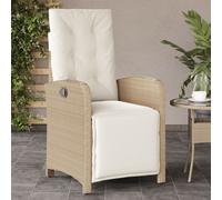vidaXL Sedia Reclinabile da Giardino con Poggiapiedi Beige Polyrattan