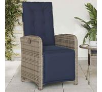 vidaXL Sedia Reclinabile da Giardino con Poggiapiedi Grigia Polyrattan
