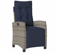 vidaXL Sedia Reclinabile da Giardino con Poggiapiedi Grigia Polyrattan
