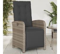 vidaXL Sedia Reclinabile da Giardino con Poggiapiedi Grigia Polyrattan