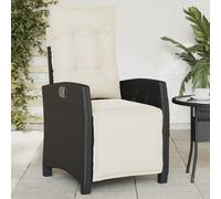 vidaXL Sedia Reclinabile da Giardino con Poggiapiedi Nera Polyrattan