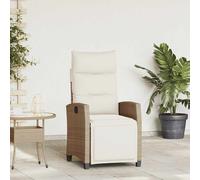 vidaXL Sedia Reclinabile da Giardino con Tavolino Beige Polyrattan