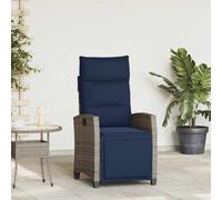 vidaXL Sedia Reclinabile da Giardino con Tavolino Grigio Polyrattan