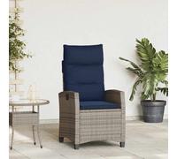 vidaXL Sedia Reclinabile da Giardino con Tavolino Grigio Polyrattan