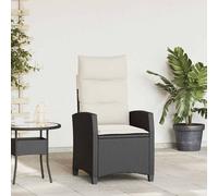 vidaXL Sedia Reclinabile da Giardino con Tavolino Nera Polyrattan