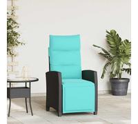 vidaXL Sedia Reclinabile da Giardino con Tavolino Nera Polyrattan