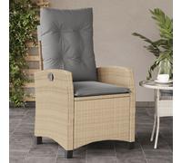 vidaXL Sedia Reclinabile Giardino con Cuscini Beige Misto Polyrattan
