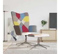 vidaXL Sedia Relax con Sgabello in Tessuto Patchwork