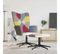 vidaXL Sedia Relax con Sgabello in Tessuto Patchwork