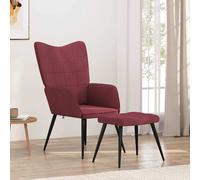 vidaXL Sedia Relax con Sgabello Rosso Vino in Tessuto