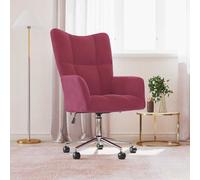 vidaXL Poltrona relax con ruote, girevole, regolabile in altezza, in velluto, colore: rosso vinaccia