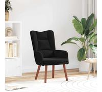 vidaXL Poltrona Ergonomica Contemporanea Nera in Tessuto in Poliestere Gambe in Legno Massello per Soggiorno Lettura Relax Uso Interno Sedia Comoda Moderna Elegante Accogliente Traspirante