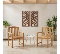 vidaXL Sedia intagliata a mano con rose 2 pezzi, naturale, 58 x 60 x 90 cm, sedia da giardino all'aperto, sedili resistenti alle intemperie, per patio, mobili in teak per relax al fresco confortevole