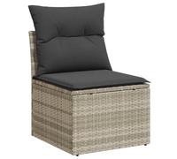 vidaXL Sedia Senza Braccioli con Cuscini Grigio Chiaro in Polyrattan