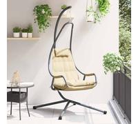 vidaXL Sedia uovo sospesa Beige 94 x 107 x 196.5 cm Acciaio