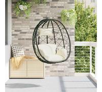 vidaXL Sedia uovo sospesa Bianco crema 91.5 x 60 x 110 cm polyrattan